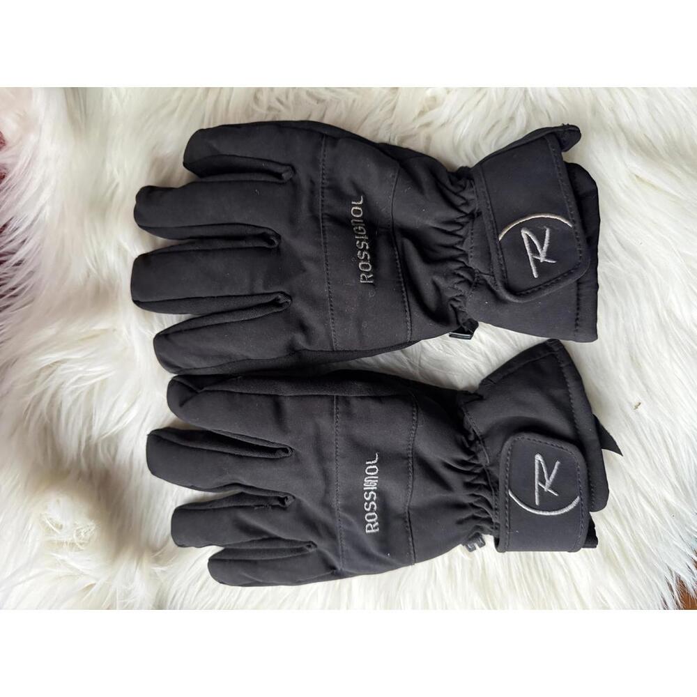Rossignol Black Winter Gloves with Adjustable Wrist Strap
